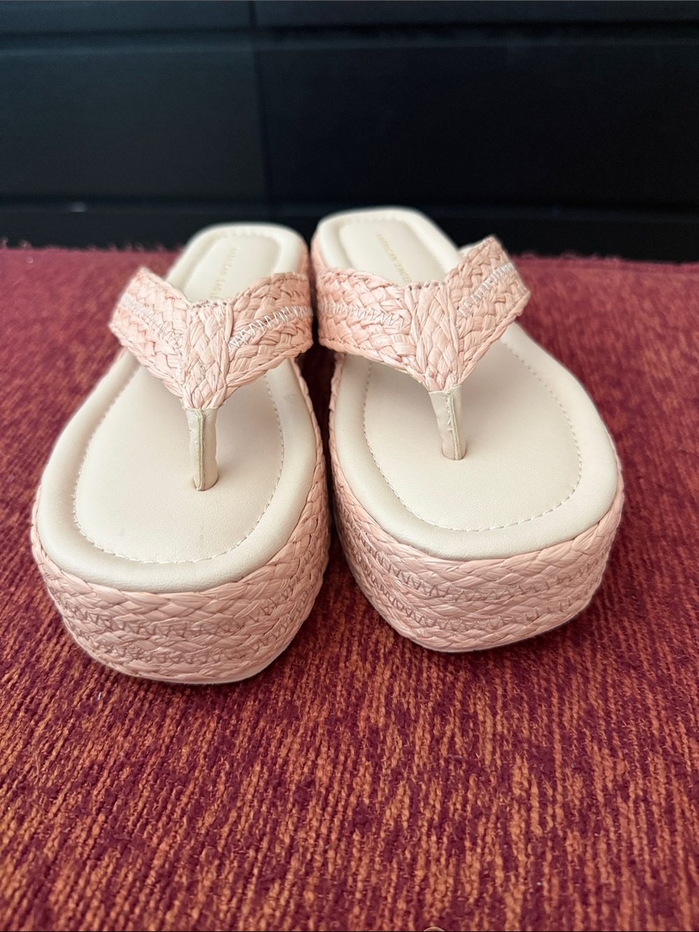 American Eagle Outfitters Pink Braided Platform Thong Sandals